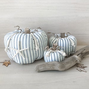 Fabric pumpkins Coastal pumpkins Fall decor Beachy pumpkins Coastal fall decor Halloween