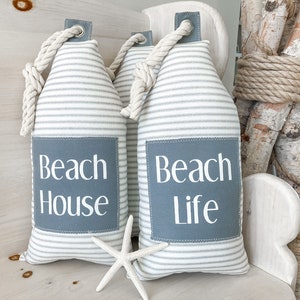 Nautical pillow Buoy pillow Coastal pillow Fabric buoy Beachy pillow