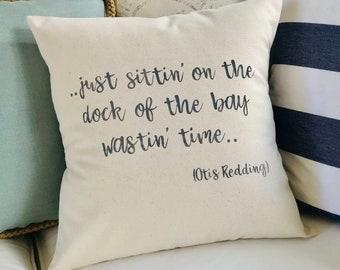 Funda de almohada personalizada con letras de canciones, decoración costera de playa