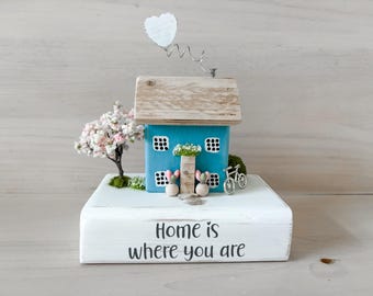 Arte de casa de playa con madera flotante, decoración de cabaña costera, regalo de San Valentín