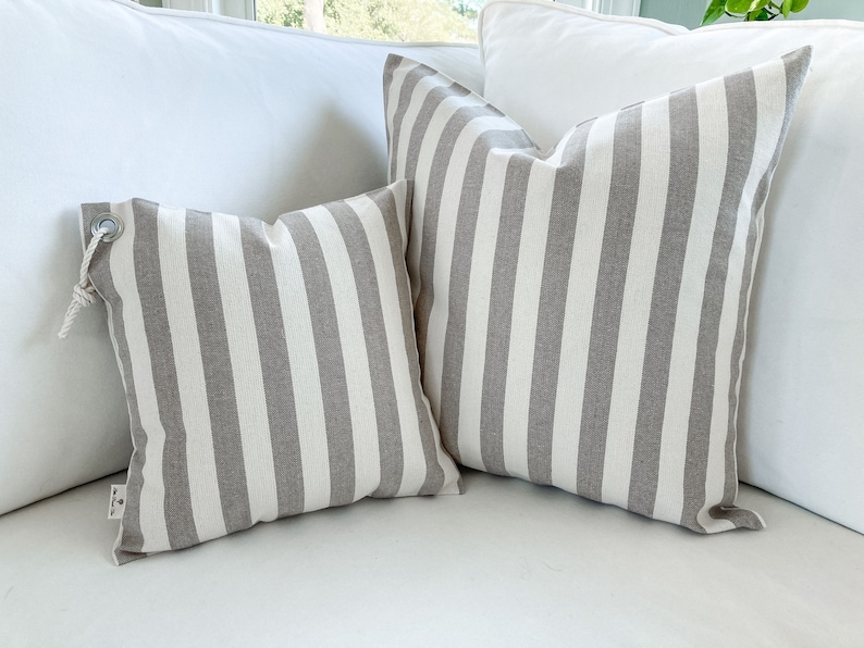 Taupe Ivory Stripe Pillow Cover Neutral Stripe Pillow Cover Neutral Decor Pillow Taupe Stripe Pillow Cover Coastal decor