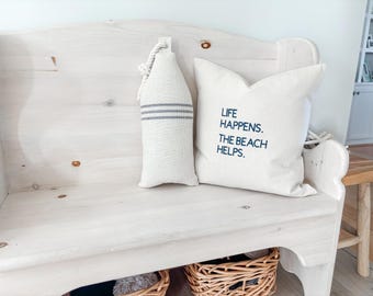 Funda de almohada playera pintada a mano, decoración costera para el hogar