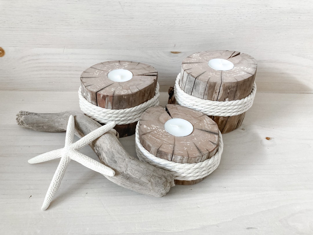 Driftwood Tea Light Holders Driftwood Table Decoration Etsy
