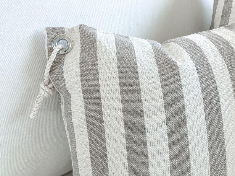 Taupe Ivory Stripe Pillow Cover Neutral Stripe Pillow Cover Neutral Decor Pillow Taupe Stripe Pillow Cover Coastal decor