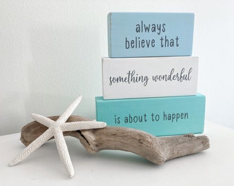 Word blocks Wooden blocks Coastal decor Stacking blocks