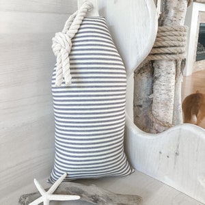 Nautical pillow Buoy pillow Coastal pillow Fabric buoy Beachy pillow Blue ticking stripe