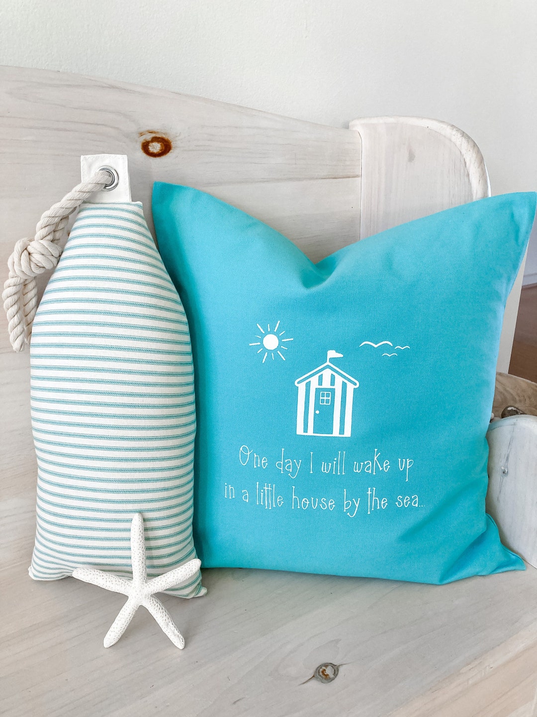 Beachy Pillow Cover Beach House Pillow Cover Turquoise Pillow Cover Coastal Decor Coastal Pillow ...