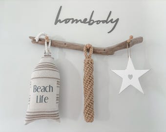 Guardabarros de cuerda hechos a mano de 45 cm - Decoración náutica costera, detalle para casa de playa, decoración de pared de cuerda natural