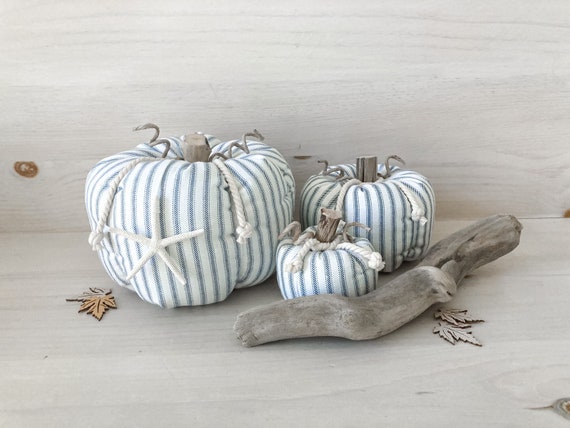 Fabric pumpkins Coastal pumpkins Fall decor Beachy pumpkins Coastal fall decor Halloween