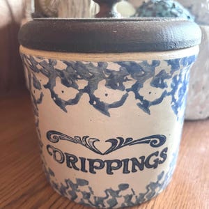 Vintage Clay City Pottery Stengods Drippings Crock med lock