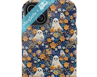 Ton-Effekt Nette Geister & Blumen MagSafe iPhone Fall Halloween Cases Spooky Blumen Herbst Mag Safe Cases 15 14 13 Pro Max Plus Mini-Abdeckung