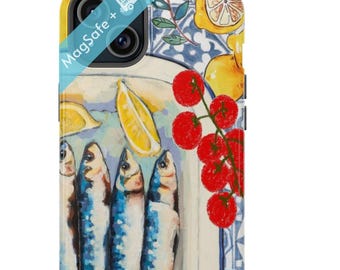 Sardinen Handyhülle MagSafe Handyhülle Niedliche Fischer Aesthetic Cases Trendige Italienische Sommer Mag Safe Cover iPhone 16 15 14 13 Pro Max Plus