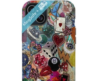 8 Ball Mosaic Collage Phone Case Magsafe Tiles Cases Trendy Girly Preppy Aesthetic Cases Mag Safe Cover iPhone 16 15 14 13 Pro Max Plus