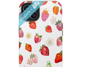 Strawberry Collage MagSafe iPhone Case Summer Coquette Preppy Aesthetic Market Food Though Cases Mag Safe Phone Cover 15 14 13 Pro Max Mini