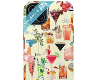 Summer Cocktails Coquette Collage iPhone Case Preppy Aesthetics Espresso Martini Cases MagSafe Summer Phone Cover 16 15 14 13 Pro Max Plus