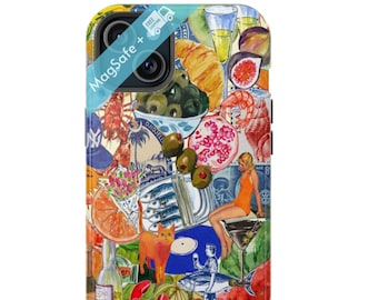 European Summer Collage MagSafe Phone Case Mediterran Vacation Scrapbook Though Cases Preppy Aesthetic Cover iPhone 16 15 14 13 Pro Max Plus