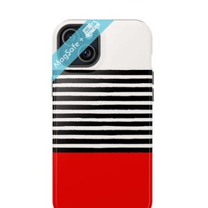 Striped Collage Phone Case Red MagSafe Phonecase Cute Girly Aesthetic Minimalist Abstract Mag Safe iPhone Cases 16 15 14 13 Pro Max Plus