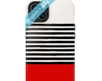 Striped Collage Phone Case Red MagSafe Phonecase Cute Girly Aesthetic Minimalist Abstract Mag Safe iPhone Cases 16 15 14 13 Pro Max Plus