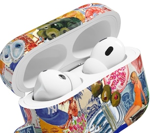 European Summer Collage AirPod Case Accessories Cute Aesthetic Trendy Summer AirPods Cases 2nd 3rd 1st Gen Pro Earbud Holder Air Pods 2 3 4
