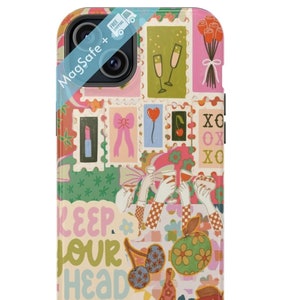 Vintage Collage MagSafe Phone Case Cute Girly XO Heads Up Though Cases Trendy Preppy Aesthetic Cover iPhone 16 15 14 13 Pro Max Plus