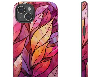 Autumn Leaves Stained Glass Phone Case Collage Cute Fall Cottagecore iPhone 15 14 13 12 11 Pro Max Plus Samsung S23 S22 S24 Pixel 8 Cover