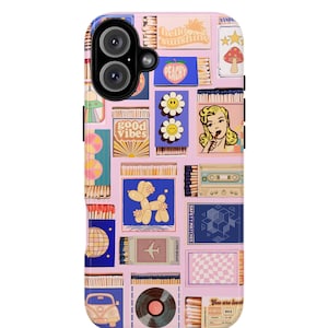 Matchbox Vintage Collage Phone Case Retro Match Box Art Matchbook Phonecases iPhone 16 15 14 13 12 11 Pro Max Plus Samsung S23 S22 S24 Pixel