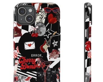 Cherry Bomb Phone Case Collage Retro Red Grunge Aesthetic Cases Y2K iPhone 16 15 14 13 12 11 Pro Max 8 Plus Galaxy S23 S22 S24 Pixel 8 Cover