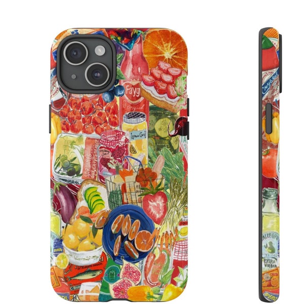 Market Food Collage Phone Case European Mediterran Aesthetics Cover iPhone Case 15 14 13 12 11 Pro Max X Plus Samsung S24 S23 S22 Pixel 8 7