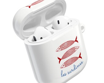 Estuche para AirPods con diseño de sardinas, accesorios de pescado, bonito pescador, estético, de verano, para AirPods de 2.ª, 3.ª y 4.ª generación, soporte para auriculares Pro, funda para AirPods 2, 3, 1 y 4.