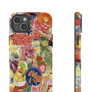 Fruits Phone Case Maximalist Collage Phone Case European Mediterran iPhone 16 15 14 13 12 11 Pro Max Plus Samsung S24 S23 S22 Pixel 8 Cover