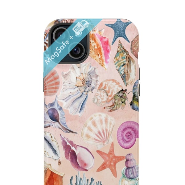 Seashell Summer Collage MagSafe Phone Case Pink Beach Coastal Aesthetics Coquette Though Cases Mag Safe Cover iPhone 15 14 13 Pro Max Mini