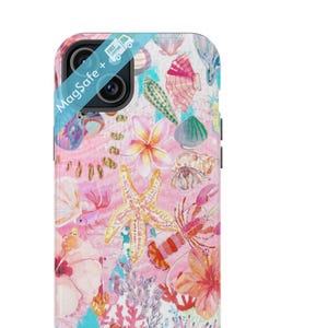 Aesthetic Collage MagSafe Phone Case Summer Seashell Hibiscus Coconut Girl Coquette Cases Mag Safe iPhone Cover 15 14 13 Pro Max Mini