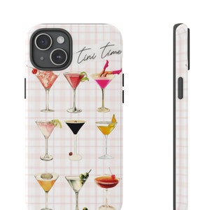 Martini Phone Case Collage Cute Coquette Preppy Aesthetic Cocktail Cases iPhone Cover 16 15 14 13 12 Pro Max Plus X Galaxy S24 23 22 Pixel 8