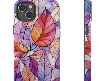 Autumn Stained Glass Phone Case Collage Fall Leaves Cottagecore Aesthetic iPhone 16 15 14 13 12 11 Pro Max Plus Samsung S23 S25 S24 Pixel 9