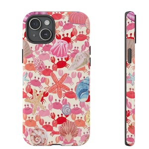 Crab & Seashells Coastal Coquette Phone Case Collage Aesthetic Summer Cases iPhone 16 15 14 13 12 11 Pro Max Plus Samsung S23 S22 S24 Pixel