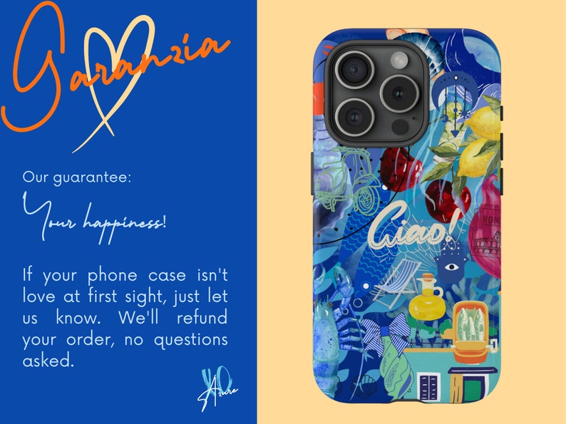 Blue Gold Aesthetic Magsafe iPhone Case Collage Australian Art Inspired