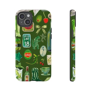 Green Collage Phone Case Aesthetic Vintage Preppy Scrapbook Cases iPhone 16 15 14 13 12 11 Pro Max X Plus Samsung S23 S22 S24 Ultra Pixel 8