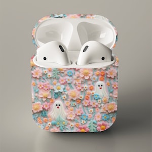 AirPod Case Halloween Pink Ghost Accessories 3D Clay Effect 2nd 3rd Gen Pro AirPods Cases Fall Autumn Art Earbud Holder Air Pods Cover 2 3