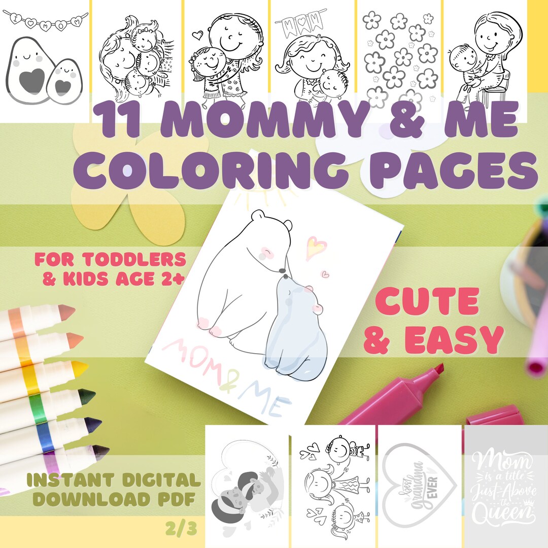 Mommy and Me Printable Coloring Book for Kids Cute Toddler - Etsy