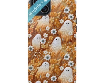 3D Ton-Effekt Nette Geister & Blumen MagSafe iPhone Fall Halloween Cases Spooky Blumen Herbst Mag Safe Cases 15 14 13 Pro Max Plus Mini-Abdeckung