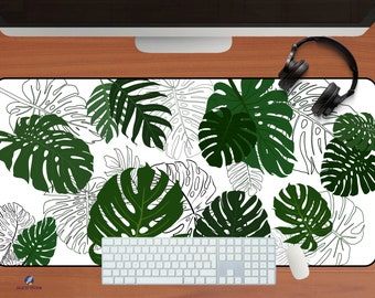 Monstera Mouse Pad, Green Tropical Leaves Mouse Pad, Minimalist line art Deskmatt, Monstera Thai, Boho Office Decor, Mousepad, Gift for her