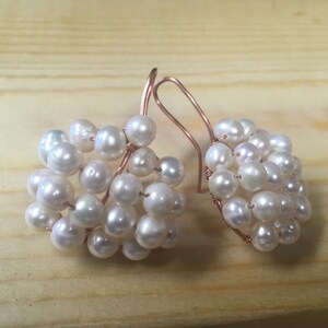 Copper Replica of Roman Earrings with Cultivated Pearls. Roman Basket Earrings. Artisan Earrings.