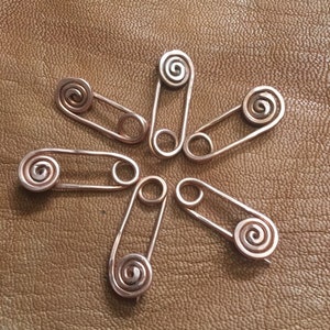 Copper Spiral Safety Pin, Small Shawl Pin, Celtic Style Brooch, Fibula, Cardigan Clip, Dress Pin for SCA and LARP