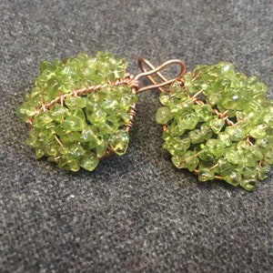 Copper Replica of Roman Earrings with Peridot. Roman Basket Earrings. Artisan Earrings.