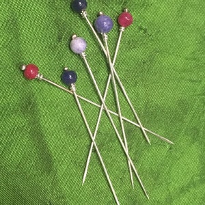 Sterling Silver Medieval Veil Pin with Handcut Ruby or Sapphire. Medieval Dress pin. Renaissance Pins. SCA Pins
