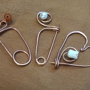 Copper Spiral Safety Pin, Shawl Pin, Celtic Style Brooch, Fibula, Cardigan Clip, Dress Pin for SCA and LARP