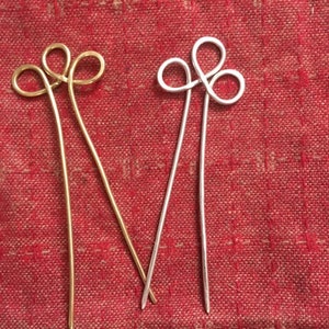 Brass or Sterling Silver Medieval Hairpin. Handcrafted Hairpin.  Renaissance Hairpin. Middle Ages Hair Fork. SCA Hairpin.