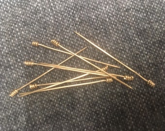 Medieval Brass or Copper Pins. Veil Pins. Sewing Pinned needles. Dress Pins. Dress Accessories Pins. LARP Pins SCA Pins.