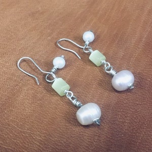 Sterling Silver Roman Earrings. 925 silver Egyptian Style Roman Earrings with Genuine Pearls and glass. Artisan Earrings. SCA Earrings.