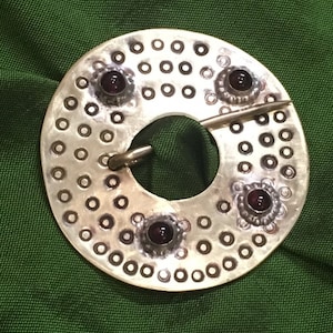 Anglo-Saxon Brooch with Garnets. Viking Brooch. Early Medieval Pin.